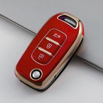 Aukso briaunos automobilio raktų dėklo fob dangtelis, skirtas Renault Kadjar Captur Megane 3 Symbol Logan 2 Sandero 2 Dacia Duster raktų pakabuko priedai raudona