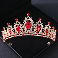 Vestuviniai Plaukai Tiara Krištolinė Vestuvinė Tiara Karūna Sidabro spalvos Diadem Veil Tiaras Vestuviniai Plaukų Priedai Galvos apdangalai Galvos Papuošalai raudona