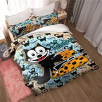 Fashion Cartoon Felix Cat Bedding Set Fashion 3D Printing Home Decoration Boy Girl King Size Bedding Set Quilt Cover Pillowcas EU Twin 135x200cm