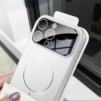 Prabangus matinio stiklo didelio lango kameros stiklo dėklas, skirtas iPhone 16 15 14 13 12 11 Pro Max, su Magsafe magnetiniu belaidžio įkrovimo telefono dangteliu For iPhone 16 Pro Max balta