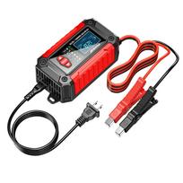 Car Battery Charger 12V 2 In 1 Smart Battery Tester Charger for Motor Car Repair Mode LCD Display AGM LiFePO4 Lead Acid EU Plug raudona