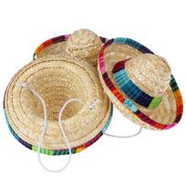 Mini naminių šunų šiaudinė skrybėlė, sombrero, katės skrybėlė nuo saulės, paplūdimio vakarėlio šiaudinės skrybėlės, šunų skrybėlė
