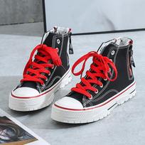 Autumn New Cloth Shoes Personality Hong Kong Style Trend Student Casual Shoes All -Match Korean Version High -Top Canvas Shoes Couples 35