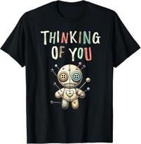 Funny Adult Humor Thinking of You Vintage Voodoo Doll T-Shirt Men Women Summer Fashion Breathable Round Neck Short Sleeve Top S