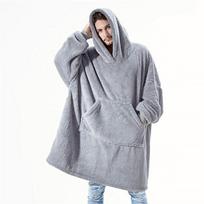 Moteriški Negabaritiniai Ilgi megztiniai Žieminiai Fleece Šilta antklodė su rankovėmis Kišeniniai megztiniai Stori megztiniai su gobtuvu one size pilka spalva