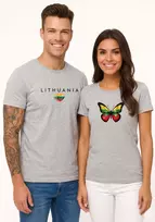 Pilkų marškinėlių komplektas Lithuania-drugelis (juoda)