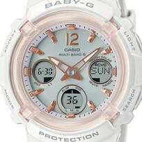 Casio Baby-G BGA-2800SP-7A1JR – Saulės energija įkraunamas radijo bangomis valdomas moteriškas laikrodis, Pavasarinis baltas