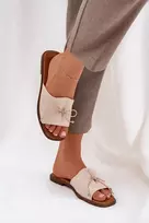 Odos imitacijos šlepetės su kaspinu Step in style