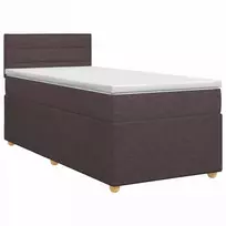 Spyruoklinė lova su čiužiniu Tamsiai rudas 90 x 200 cm Audinys