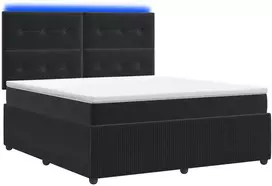 Lova LED lovos čiužinys su LED apšvietimu Juoda 180 x 200 cm Aksomas