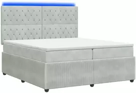 Lova LED lovos čiužinys su LED apšvietimu Šviesiai pilka Aksomas