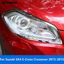 For Suzuki SX4 S-Cross Crossover 2013 2014 2015 Chrome Head Light Lamp Cover Trim Headlight Protector Frame Exterior Accessories gray