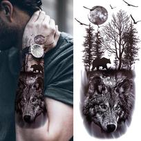 Atsparus vandeniui laikinas tatuiruotės lipdukas Miško liūtas Tigras Meškiukas Blykstės tatuiruotės moterims Leopardo vilko karūnos kūno piešinys Ranka netikra tatuiruotė Vyrai