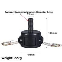 S60*6 IBC talpos adapteris PP medžiaga Camlock jungtis, C tipo, 64 mm vidinė Camlock jungtis X 1  1.5'' 2  žarnos antgalis