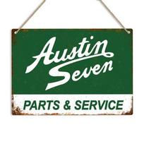 AUSTIN SEVEN Dalys Žalias Retro Vintažinis Metalinis Skardinis Ženklas Plaketas Vyro Urvas Šūpa Garažas Aliuminis 20x30cm（7.8x11.8inch）