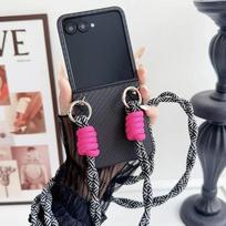 PU Leather Crossbody Phone Case for Motorola Razr 60 Ultra 2026 50 40 Moto Razr60 Razr50 Weave Lanyard Hard Protectie Cover Motorola Razr 50 žalia