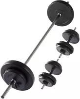 VIRTUFIT REGULIUOJAMAS SVARMENŲ KOMPLEKTAS - HANTELIŲ IR ŠTANGOS RINKINYS - 30,5 KG - Juodas