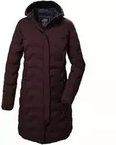 Killtec KOW 9 moteriška dygsniuota striukė su gobtuvu, neperšlampamas ilgas žieminis parkas, bordo spalvos (41806/447)