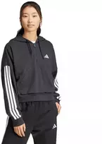 Moterims skirtas adidas Essentials 3 juostelių French Terry džemperis su puseniu užtrauktuku, juodas JN1956