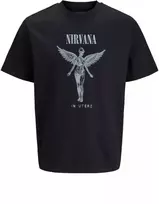 Jack & Jones marškinėliai Nirvana JPRBLUNIRVANA SS TEE 12287521 JUODA