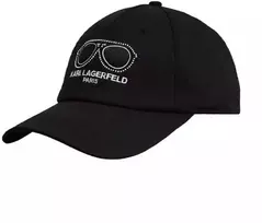 Karl Lagerfeld Paris kepuraitė su dirželiu galinėje dalyje, akiniai Juoda - L5WH7946 blk