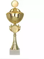 Metalo puodelis su dangteliu