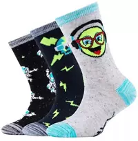 Skechers berniukams 3 poros laisvalaikio kojinės su kosmoso ir šypsenėlių raštais SK41060-5801 Įvairiaspalvės 23-26