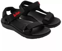 Lee Cooper vyriški lengvi juodi vasaros paplūdimio sandalai su lipdukais