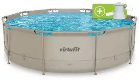 VIRTUFIT apvalus baseinas 366 cm su filtravimo siurbliu, smėlio spalvos