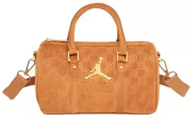 Moterų „Air Jordan“ zomšinis monogramos mini krepšys „Duffel“, 3 l, konjako spalvos – MA09209-X6X