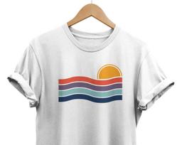 80-ųjų saulėlydžio marškinėliai: Retro abstraktūs grafiniai marškinėliai XL white