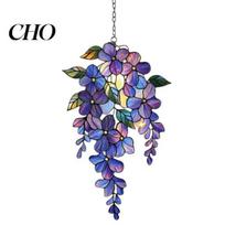 Hanging Window Decoration Wisteria Suncatcher, Acrylic Flower Branch Ornament, Stained Glass Style Floral Suncatcher Decor for Home Garden, 1pc