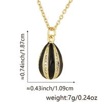 Real Gold Plated Copper Egg Pendant Necklace, Micro Inlaid Zircon Enamel Geometric Clavicle Chain Niche Light Luxury Jewelry for Women