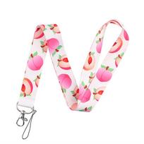 Hang Rope Name Tag Holder Phone Hang Rope Cheery Avocado Strap Cartoon Fruits Lanyard Phone Lanyard peach