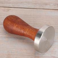 Wooden Handle Stainless Steel Coffee Tamper Flat Bottom Coffee Powder Pressing Tool  Coffee Making