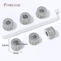 18K Gold Plated Micro Pave CZ Barrel Spacer Beads For Jewelry,Zircon Loose Beads For DIY Pearl Bracelet Making Accessories 2 pieces