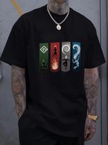 Avatar: The Last Airbender Four Elements Graphic T-Shirt for Men - Fire, Water, XL