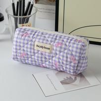 Ins Style Butterfly Bow Fabric Pen Pouch With Large Capacity For Office And School Purple