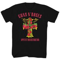 Men's Guns N Roses GNR Rose Yellow Cross T-shirt Large Black 2XL