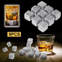 Pierres à whisky réutilisables - 9 pièces - Pierre naturelle - Bords arrondis - Lavable