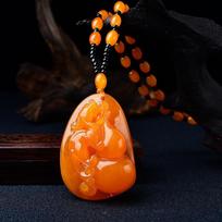 Natural Amber Necklace Beeswax Bead Necklace Honey Brazilian Amber Necklace Endant Handmade Ethnic Style Pendant Ornament