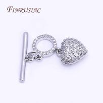 18K Real Gold Plated Heart Shape Toggle Clasp For Jewelry Making,Inlaid Zircon OT Clasp High Quality DIY Jewellery Accessories 1 Piece