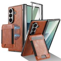 For Samsung Galaxy Z Fold 7 6 5 4 3  for Magsafe Magnetic Leather Hinge Phone Case Screen Protect Film Wallet Cards Holder Cover Galaxy Z Fold4 ruda