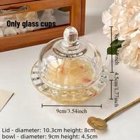 1pcs Chinese Bird's Nest Bowl White Fungus Cup Glass Belt Cover Transparent Delicate High Grade Fruit Dim Sum Dessert Soup Cup