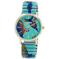 Montre bracelet - RAPTOR - Frida Kahlo - Boîtier 36 mm doré - Bracelet acier extensible multicolore - Water resistant gryna