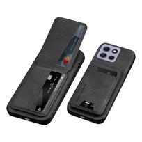 Odinė kortelių laikiklio telefono dėklas, skirtas Motorola Moto Edge 60 60S 70 X70 G56 66 G86 G100 Power Stylus Pro Ultra Fusion Piniginės dangtelis Motorola Edge 60 Fusion juoda