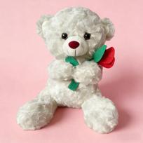 2026 Kawaii Teddy Bear with Roses Plush Toy Soft Stuffed Doll Romantic Gift for Lover Home Decor Valentine's Day Gifts for Girls 25cm