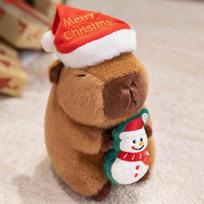 Kawaii Capybara Plush Toy New Year Red Hat Capibara Anime Doll Santa Hat and Tree Stuffed Christmas Gift Sleep Companion 20cm