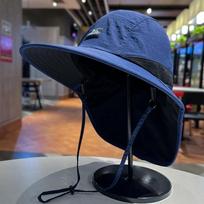 1× Summer Wide Brim Sun Hats for Women Men Outdoor Camping Hiking Travel Panama Caps Quick-drying Breathable Hats with Neck Flap tamsiai mėlyna spalva