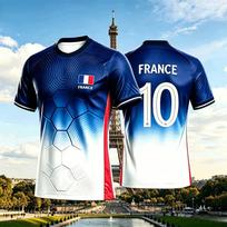 Men's Short Sleeve France Football Jersey Summer Gradient Soccer Shirt Breathable Quick Dry Training Uniform Casual T-shirt S